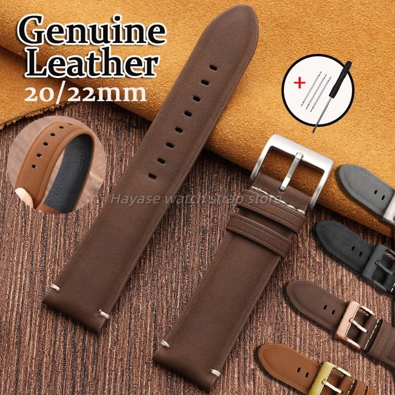 20/22mm Pulseira De Couro Genuíno Fosco Vintage Relógio Masculino Feminino Negócios