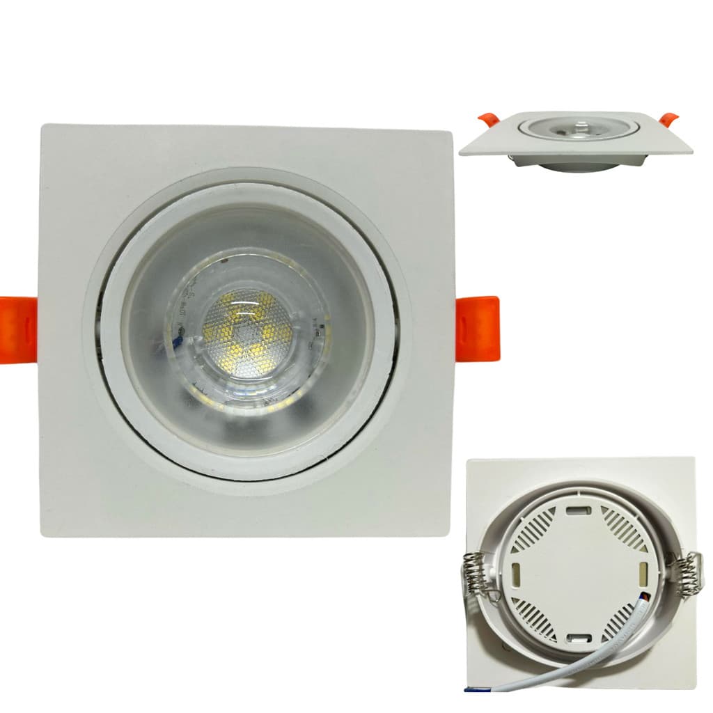 Spot Led Embutir Direcionável 9w Quadrado 11x11cm Bivolt 110-220v Quente 3500K Teto Sanca