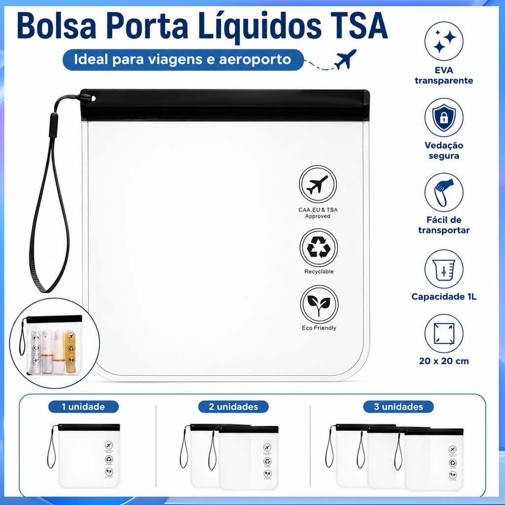 Saco impermeável de EVA reciclável ecologicamente correto, portátil, viagem de negócios, bolsa organizadora transparente