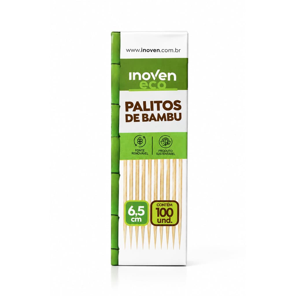 Palito Dental de Bambu Caixinha com 100 unidades Inoven Eco.