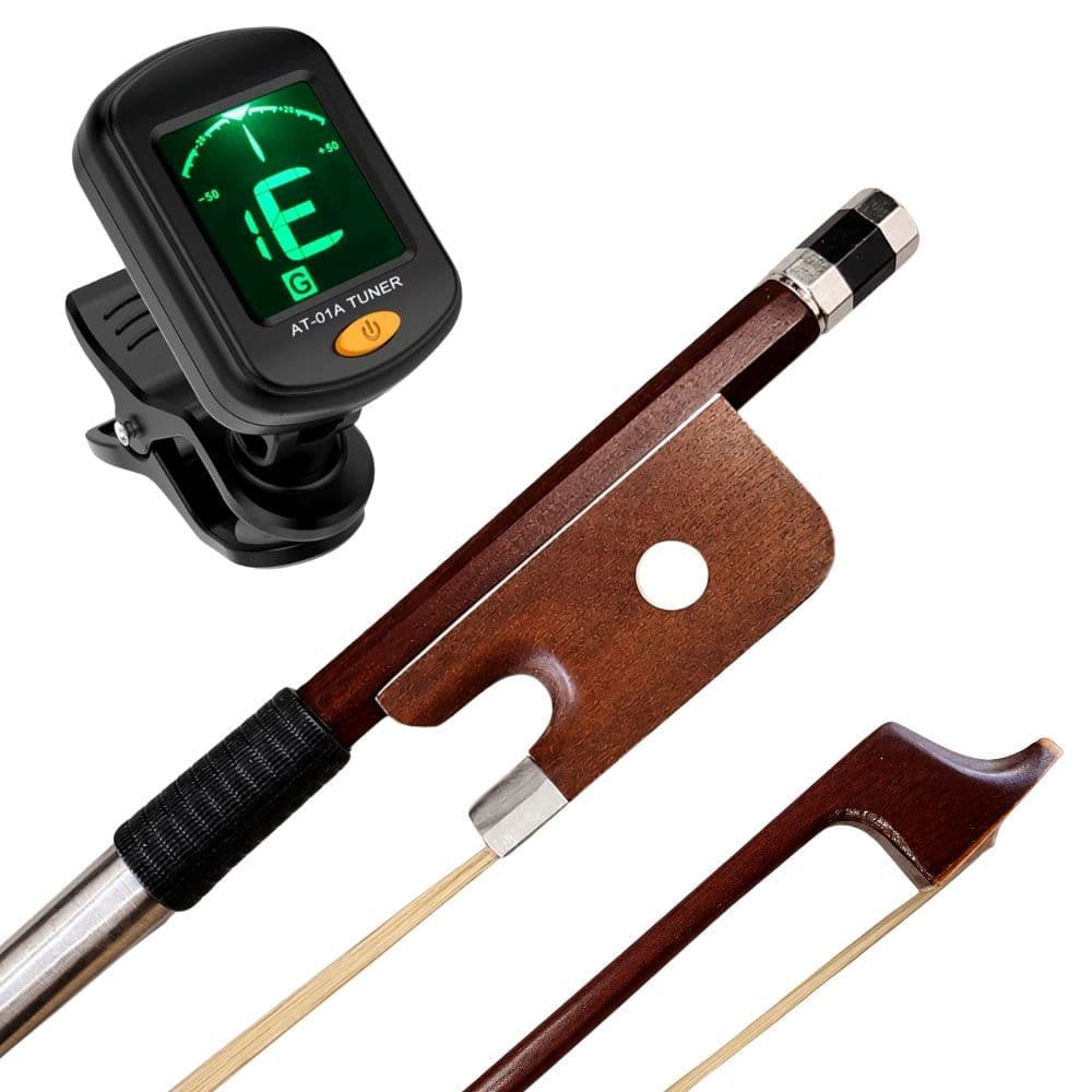 Kit Afinador Cromático Marinos + Arco Violoncelo Cello 3/4 Maçaranduba Crina Animal Natural