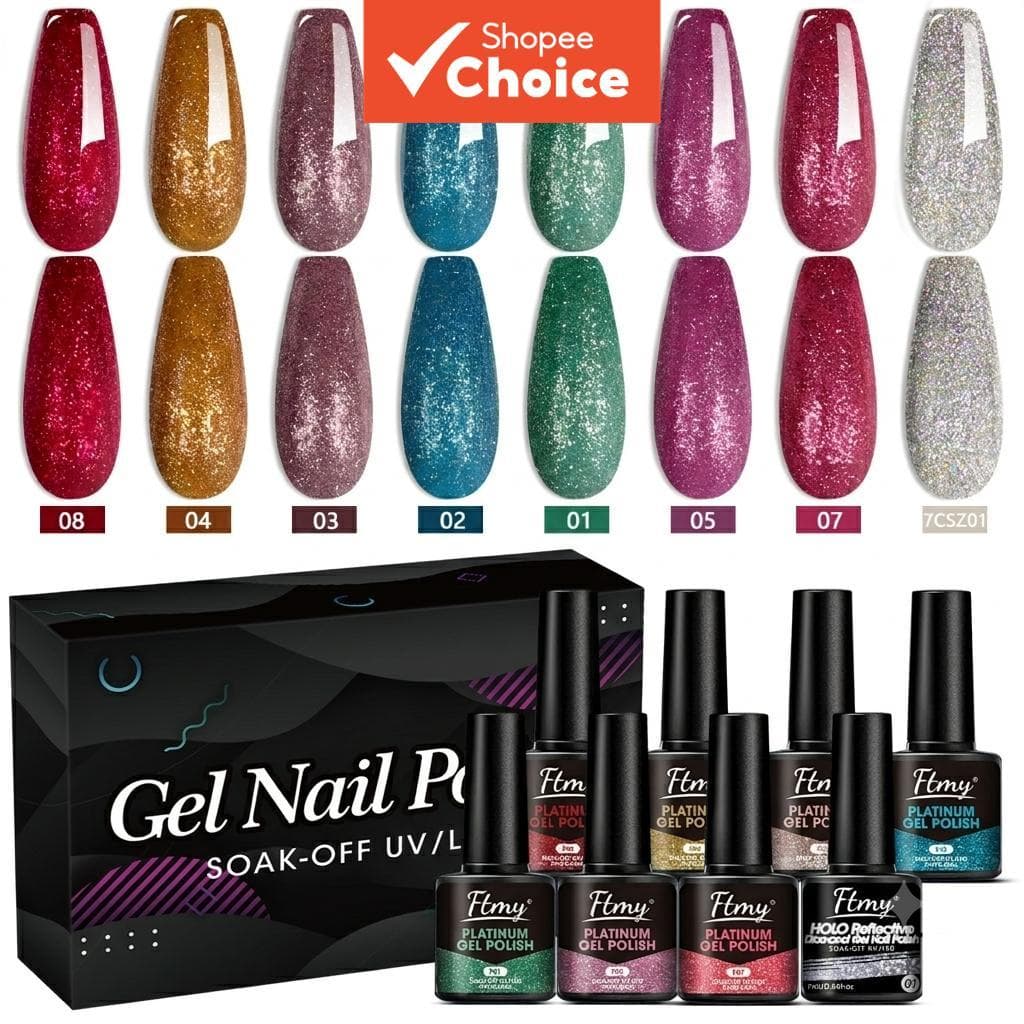 0,24 oz Esmalte em gel platina brilhante, esmalte em gel brilhante, esmalte em gel brilhante para unhas, removedível com