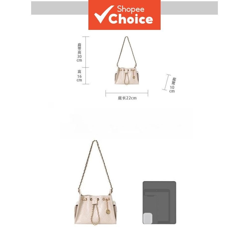Bolsa Feminina de Luxo Acolchoada com Corrente, Balde Sólido, Cor Vintage, Bolsa Tiracolo Fashion, Mini Bolsa Tote com