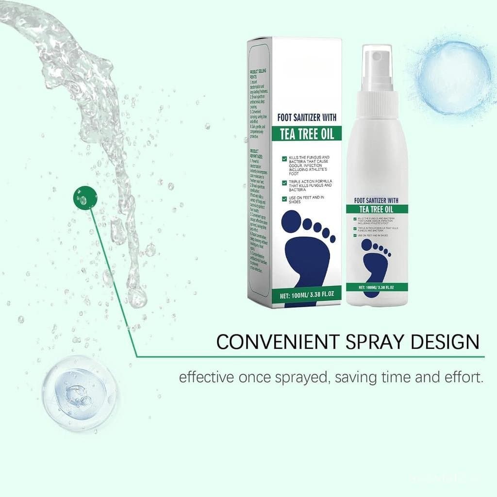Spray Desinfetante para Pés com Óleo de Tea Tree, Spray para Pés com Óleo de Tea Tree, Spray Desinfetante para Pés Clear