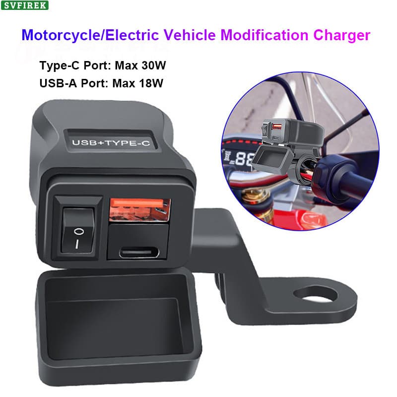 Carregador De Telefone Móvel À Prova D'água PD QC Para Motocicleta Carro De Carregamento Rápido Usb 12V Adaptador De Ene