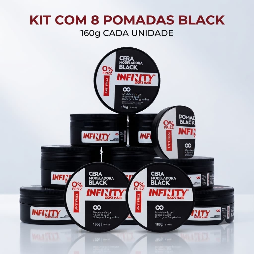 Kit 8 Pomada Black Disfarça Grisalho Infinity 160g -  Envio 24h