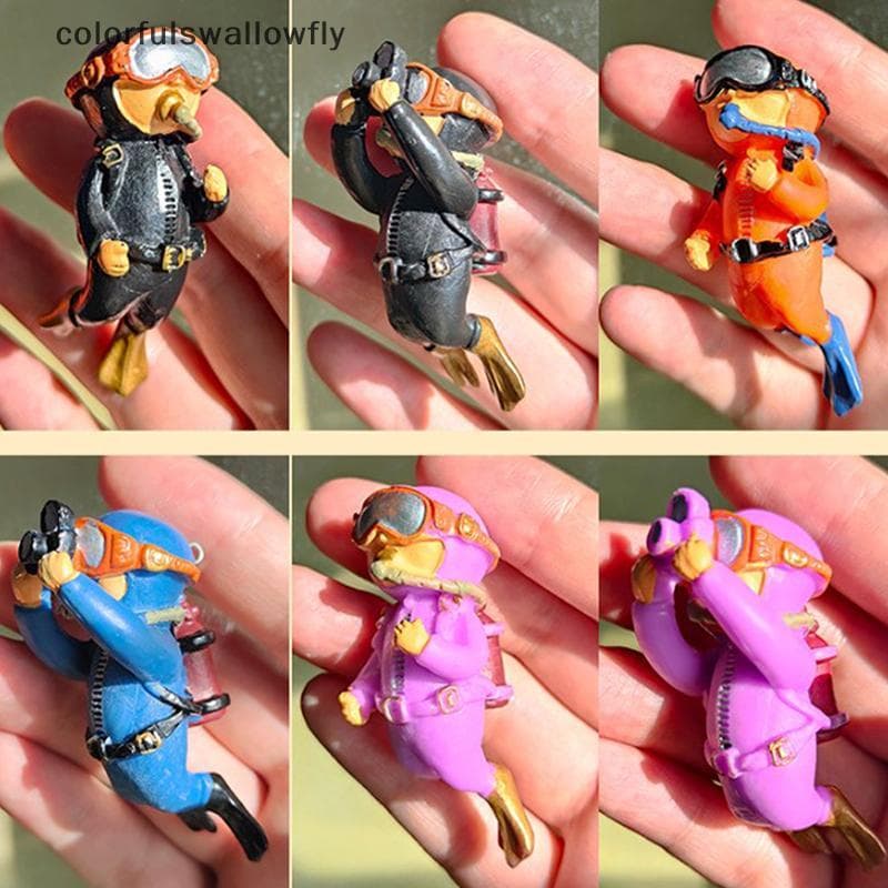 CSF Kawaii Resina Frogman Diver Ornamento De Aquário Flutuante Mini Decoração De Tanque De Peixes