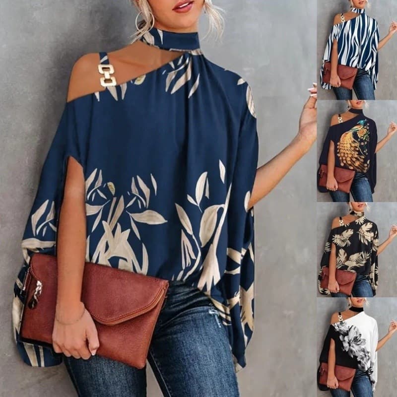 Blusa De Verão Moda Feminina Pulôver Elegante Oferta Manga De Morcego Asa Camisas De Escritório Com Colarinho Solto Blus