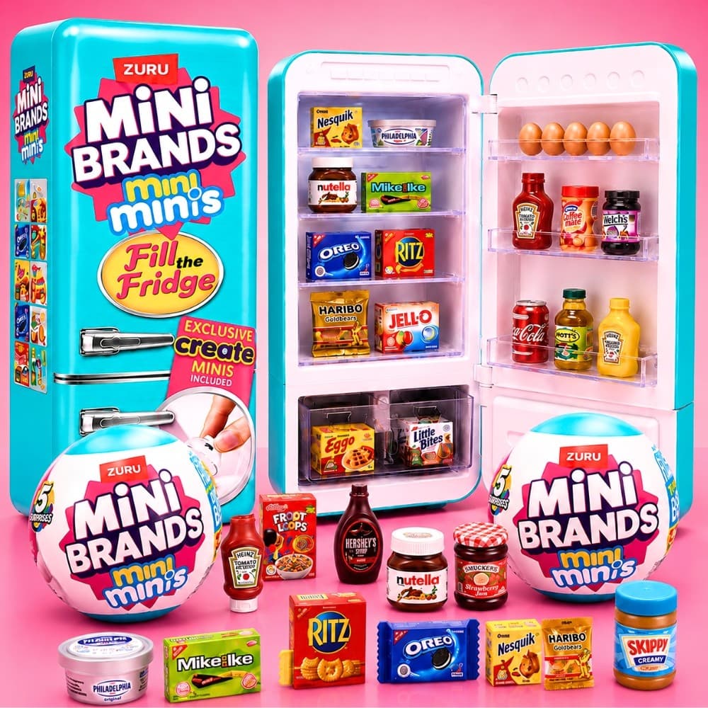 Mini Geladeira Infantil de Brinquedo Cápsula Surpresa Mini Brands