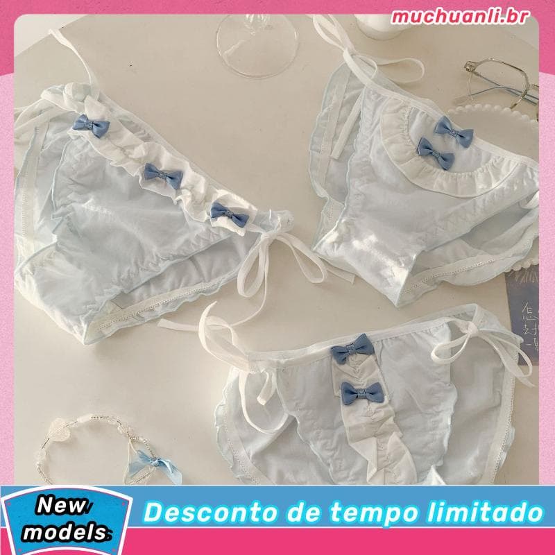 Doce estilo Bowknot puro desejo rendas senhoras Briefs 2026 novo estilo bonito fresco roupa interior feminina
