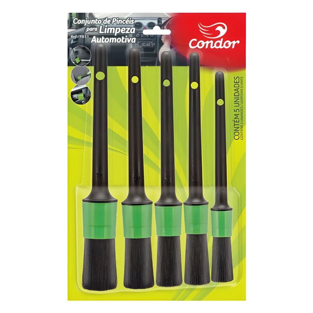 Kit Pincéis Conjunto Para Limpeza Automotiva Condor