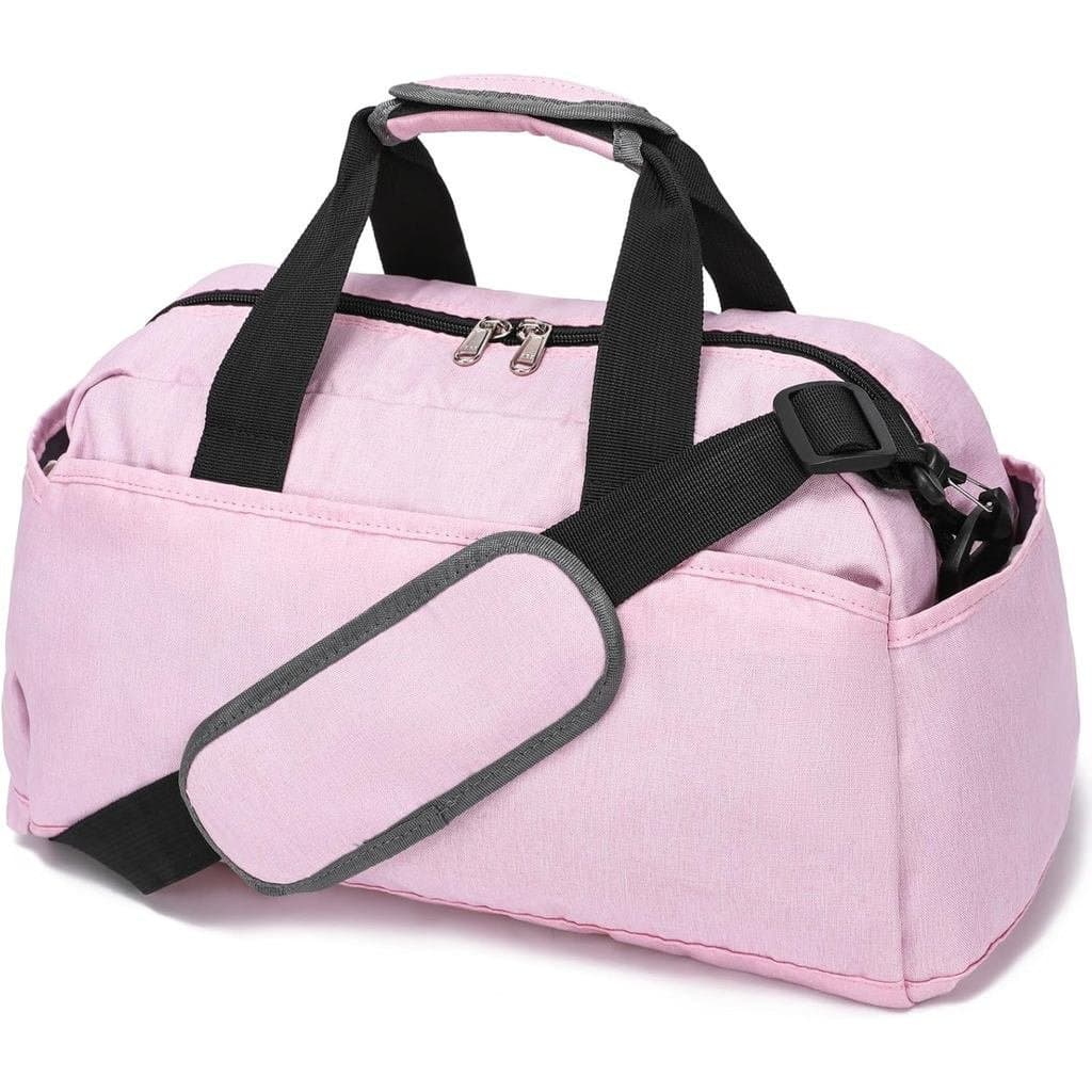 Bolsa de ginástica unissex de 14 polegadas, pequena bolsa de viagem para esportes e viagens, bolsa de mão leve, rosa.