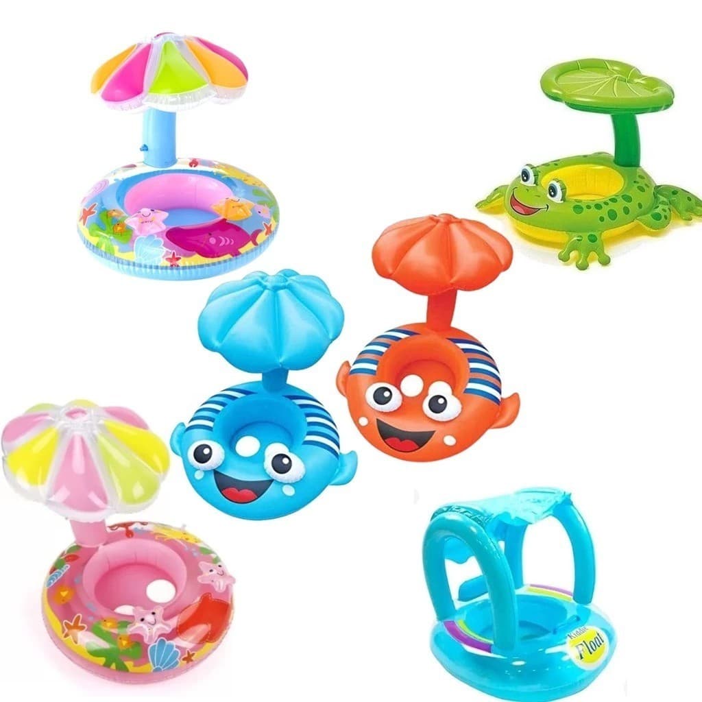 Boia Infantil para Piscina com Cobertura e Suporte para Bebê