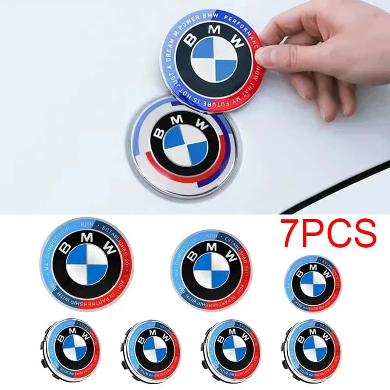 7 Pçs Capô Do Carro Dianteiro Traseiro Tronco Emblema 50th Aniversário Edição Para BMW X1 X3 X5 X7 E39 E90 E60 F10 F11 F