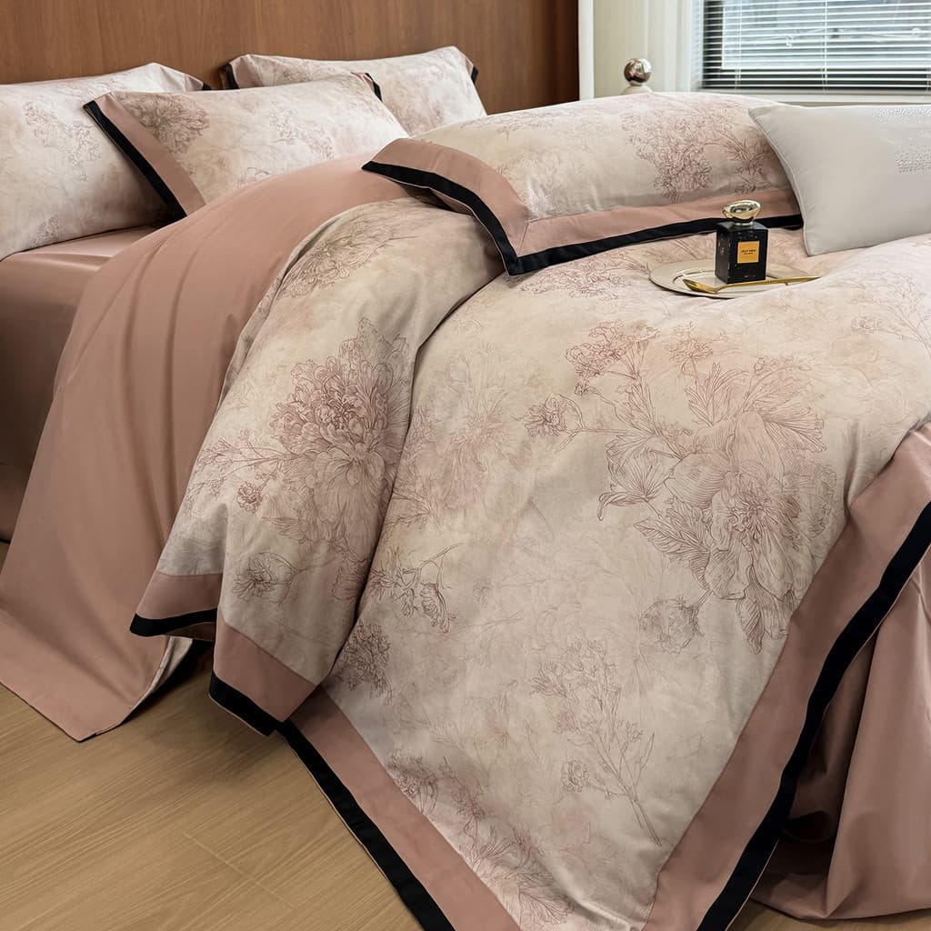 Classe A luz luxo High-End algodão de lã longa conjunto de quatro peças puro algodão puro impresso colcha capa folha de