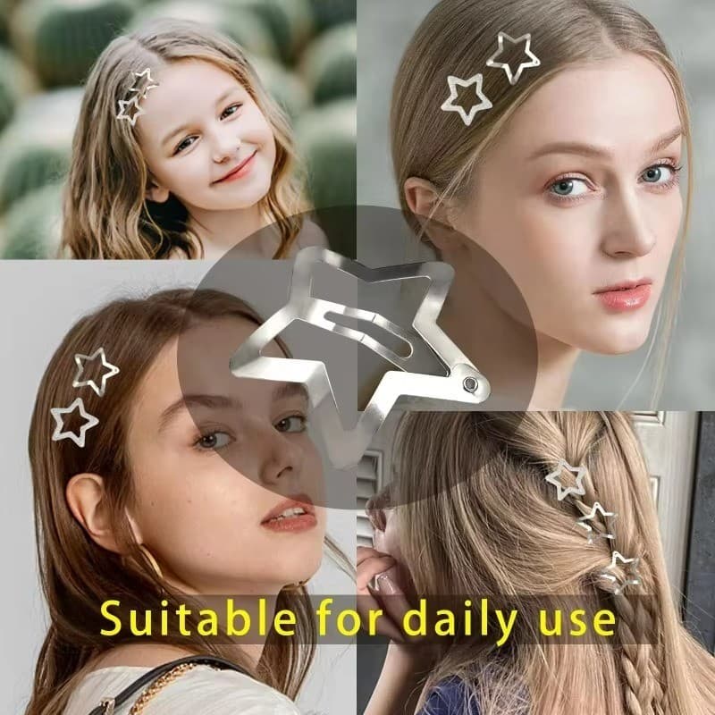 Grampos De Cabelo De Pressão De Metal Estrela De Filigrana Para Meninas , 2-100 Peças De Presilhas De , Acessórios Diári