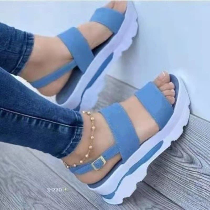 2026 Sandálias Femininas Sapatos De Salto Inclinado Fivela Casual Boca De Peixe De Fundo Grosso
