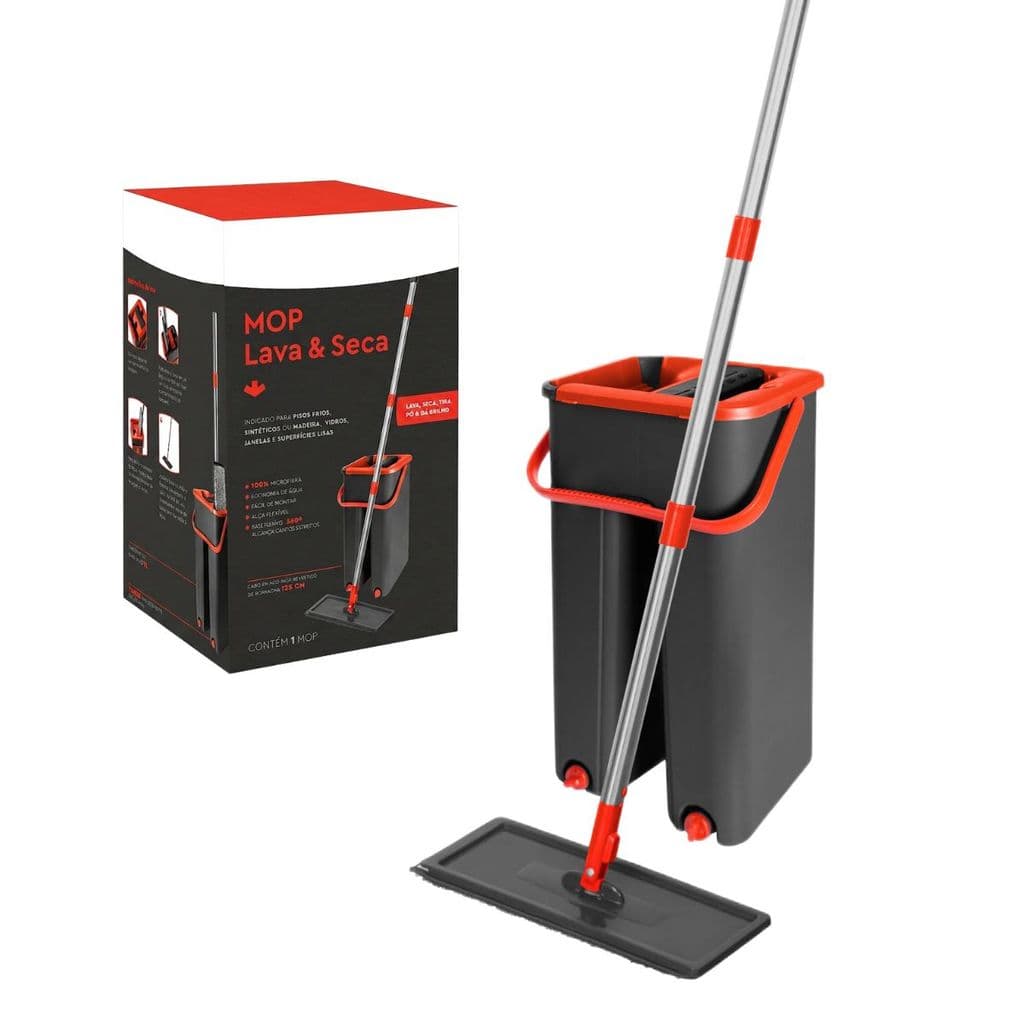 Mop Lava e Seca com Balde Esfregão de Microfibra para Limpeza Geral Sem Esforço