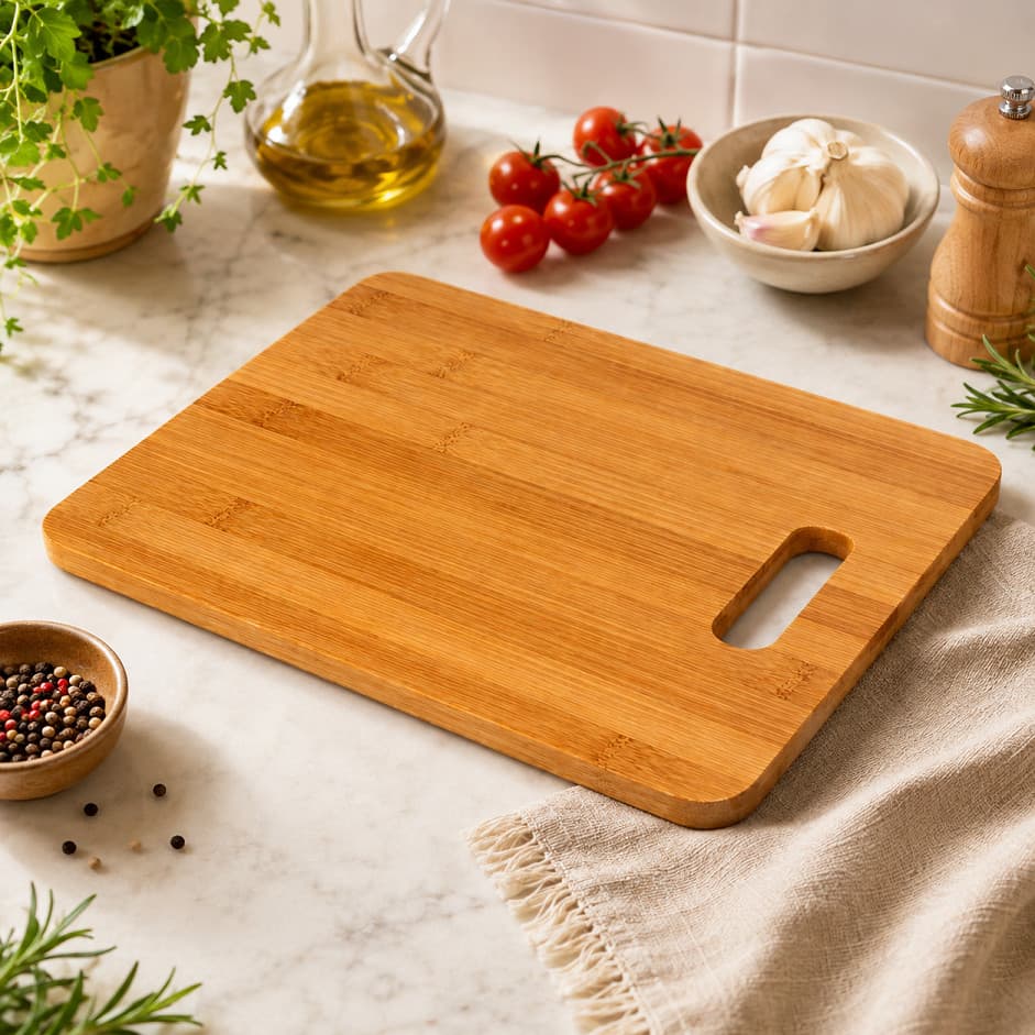 Tábua de Corte Bambu Cozinha Alça Retangular Carne Legumes Fruta Alimento Churrasco