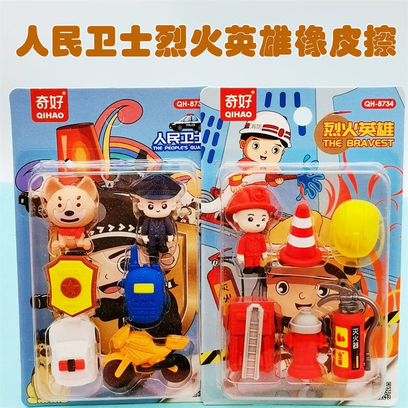 Pessoas curiosos dos desenhos animados guardam borracha de herói flamejante pode montar limpo como borracha estudante pa