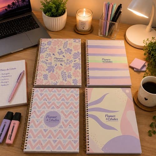 Planner Organizador Estudantil Rosa Agenda Diário Planejamento Escolar Produtividade Agenda Caderno