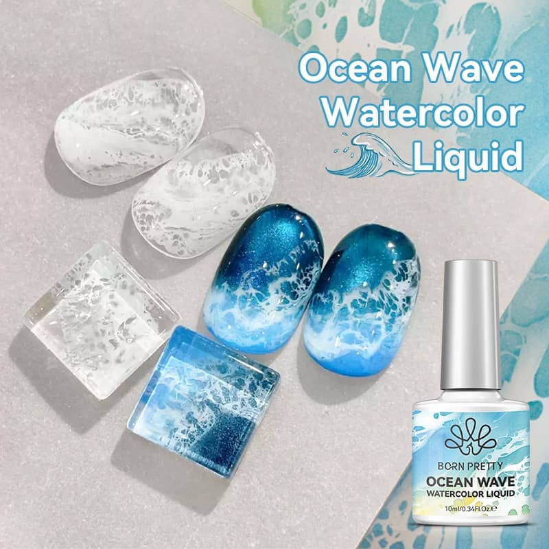BORN PRETTY 10ml Ocean Wave Aquarela Efeito Líquido Onda Branca Unhas Gel Verniz Para Arte Em Sem Necessidade De Lâmpada