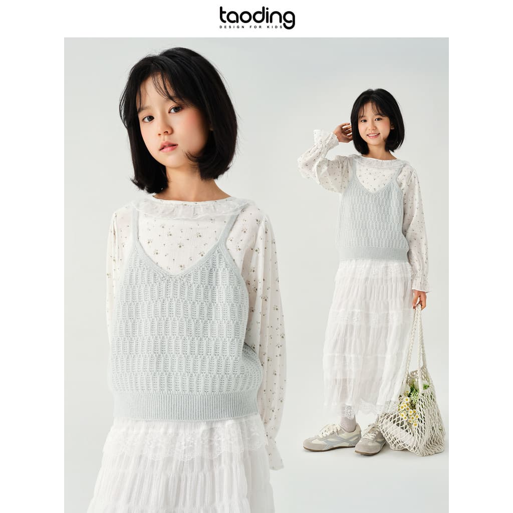 Taoting meninas terno primavera novo estilo estilo coreano Floral estilingue de manga comprida camiseta topo feminino em