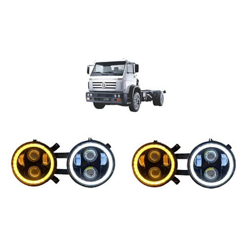Kit Farol Led Olho De Anjo + Suporte Volksvagem Worker Titan Branco