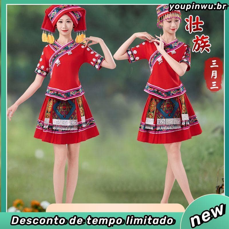 Março três traje étnico feminino forte étnico Miao desempenho étnico traje forte traje étnico desempenho Costu