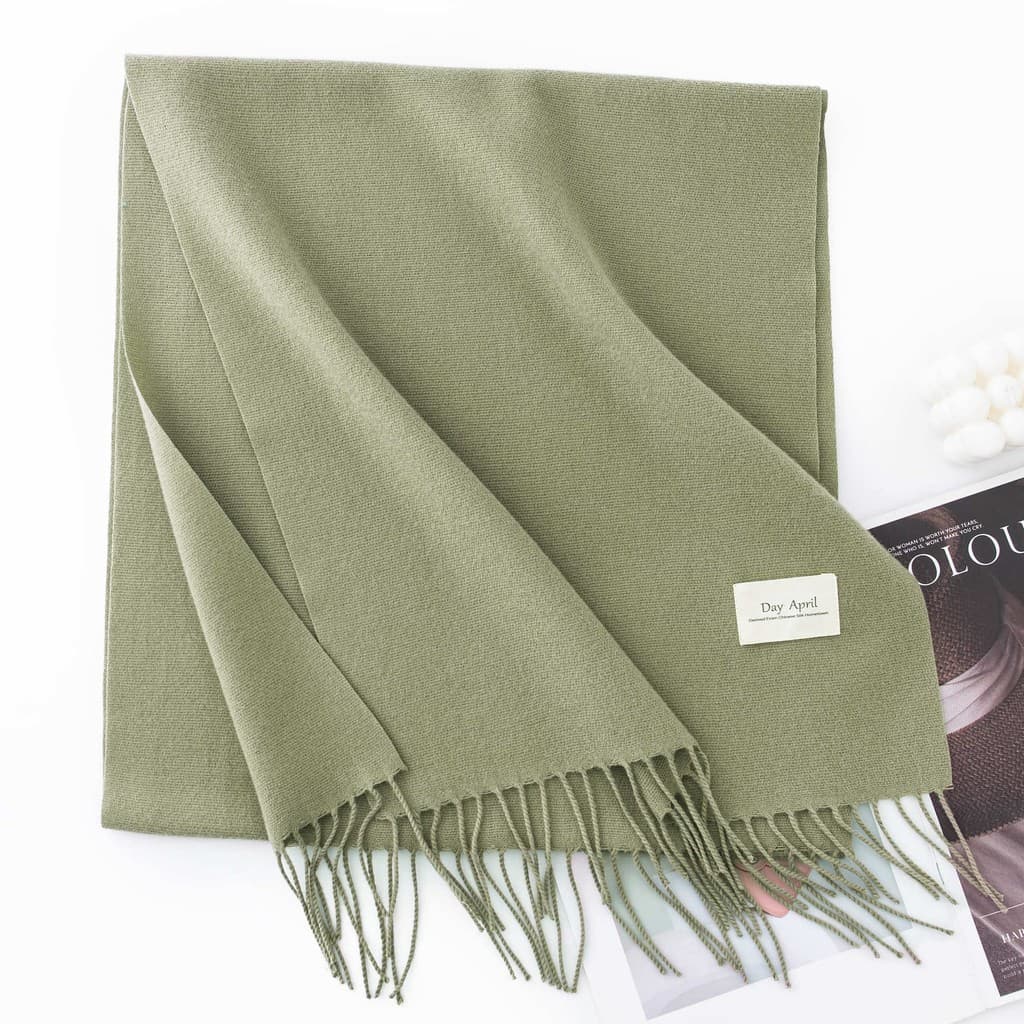 Cachecol azul semelhante ao cashmere para mulheres, estilo coreano, quente para o inverno, versátil para o outono e inve