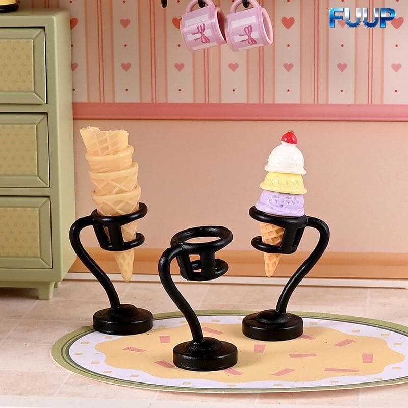 FUUP Casa De Bonecas Em Miniatura Suporte De Sorvete Cone Titular Modelo Decoração Brinquedo Boneca Acessórios Quente