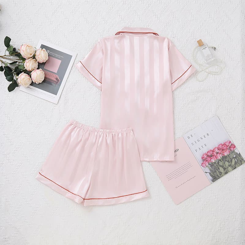 Pijamas femininos de seda, conjunto novo de pijamas femininos para uso doméstico, listrado, jacquard, grosso, conjunto K