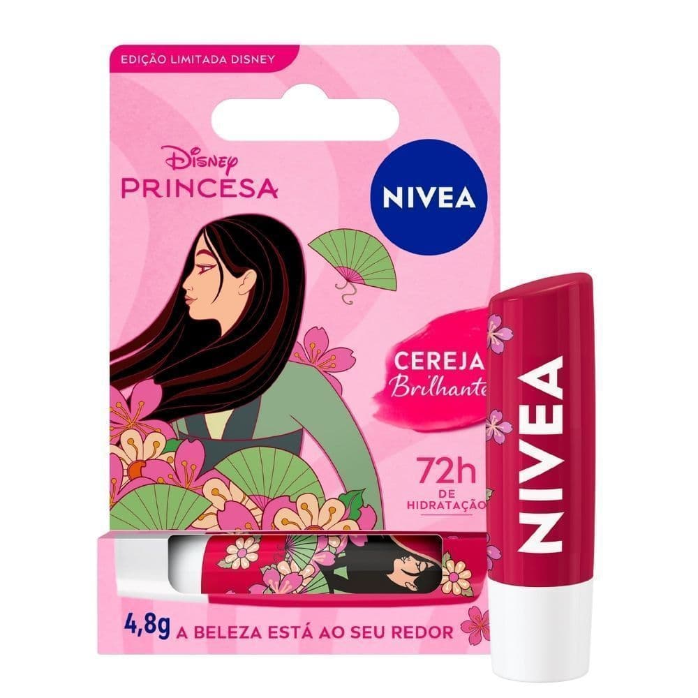 Hidratante Labial Nívea Ed. Limitada Disney Princesa Mulan Cereja Brilhante 4,8g