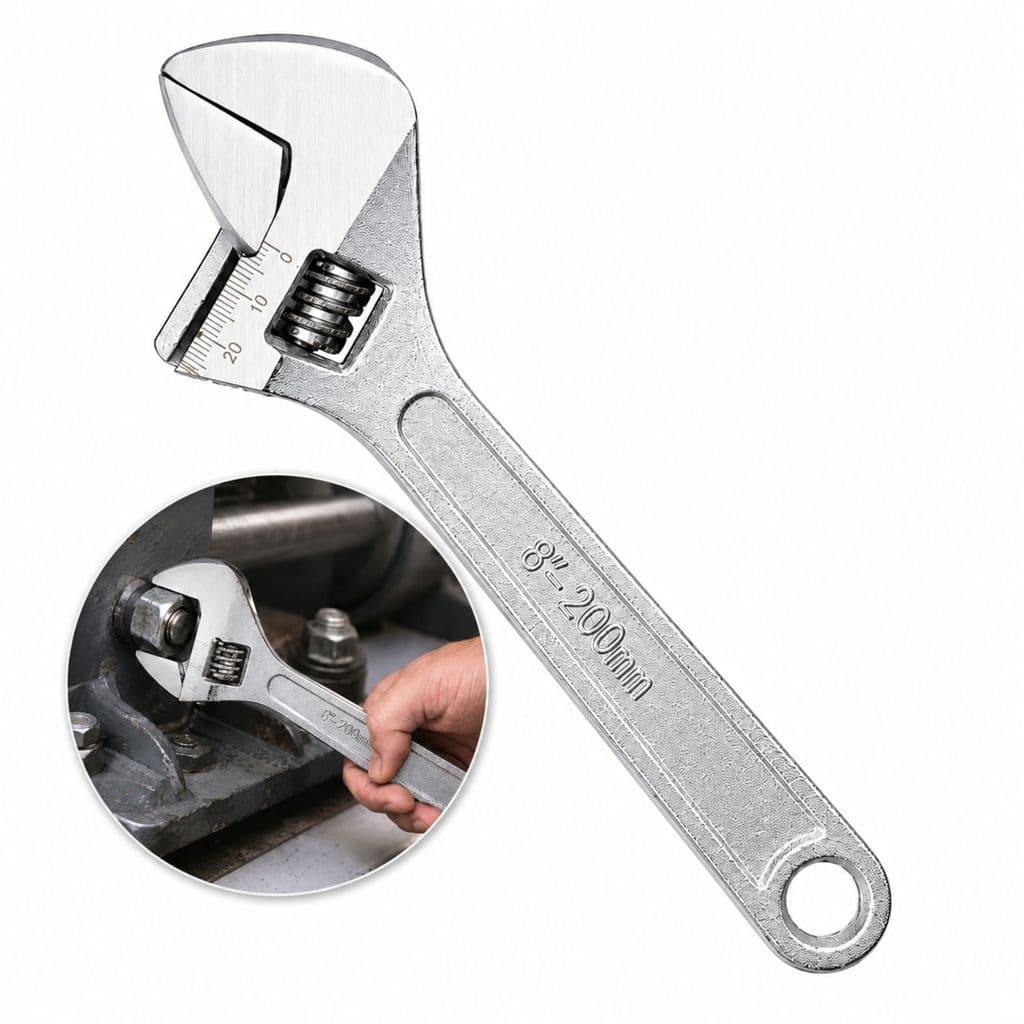 Chave Ajustável 8 Polegadas 200mm Chave Inglesa Cromada para Porcas Parafusos Manutenção e Oficina