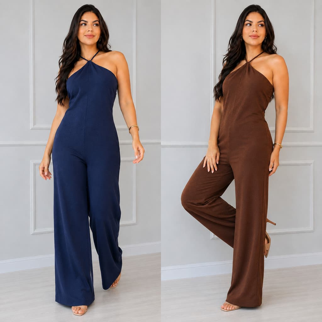 Macacão Feminino Alfaiataria Pantalona Longo com Tiras Elegante Social Festa Casamento Formatura Convidada P ao G Look