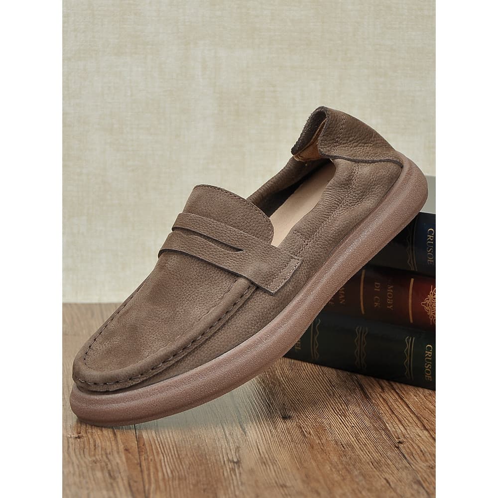 Primeira camada mocassins de couro masculino 2026 primavera outono couro genuíno confortável sola macia sapatos de couro