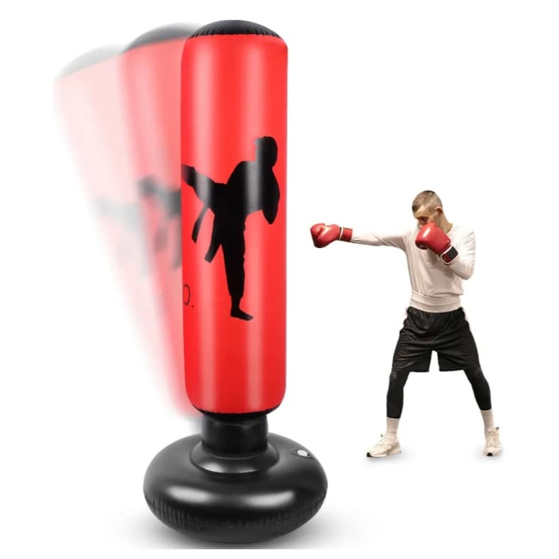 Saco De Pancadas Inflável Boxe Treinos Vermelho 160cm
