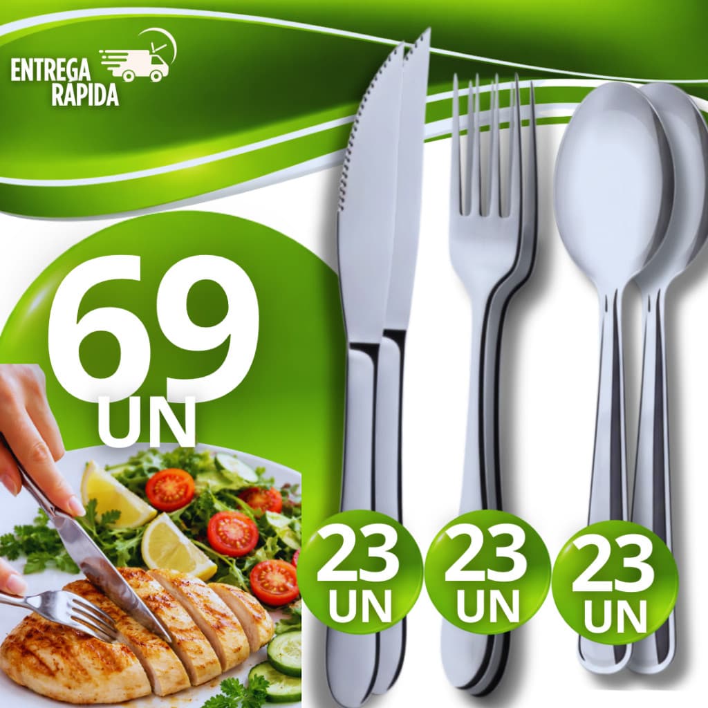 Talheres 69 Uni - 23 Garfos 23 Facas 23 Colher Faqueiro de Mesa Restaurantes Festa Junina Caldo Paçoca Canjica