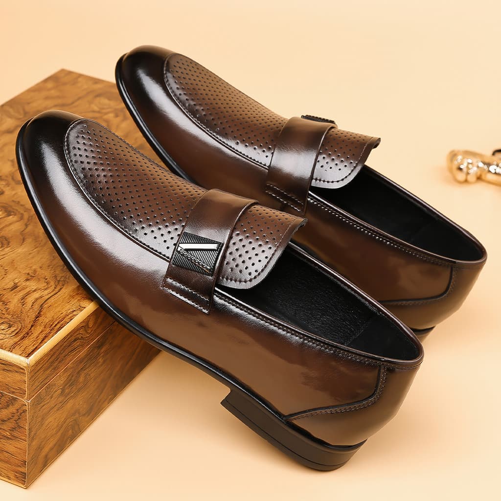 Sapatos de couro fino buraco masculino verão respirável Casual deslizamento em sola macia sapatos de condução couro genu