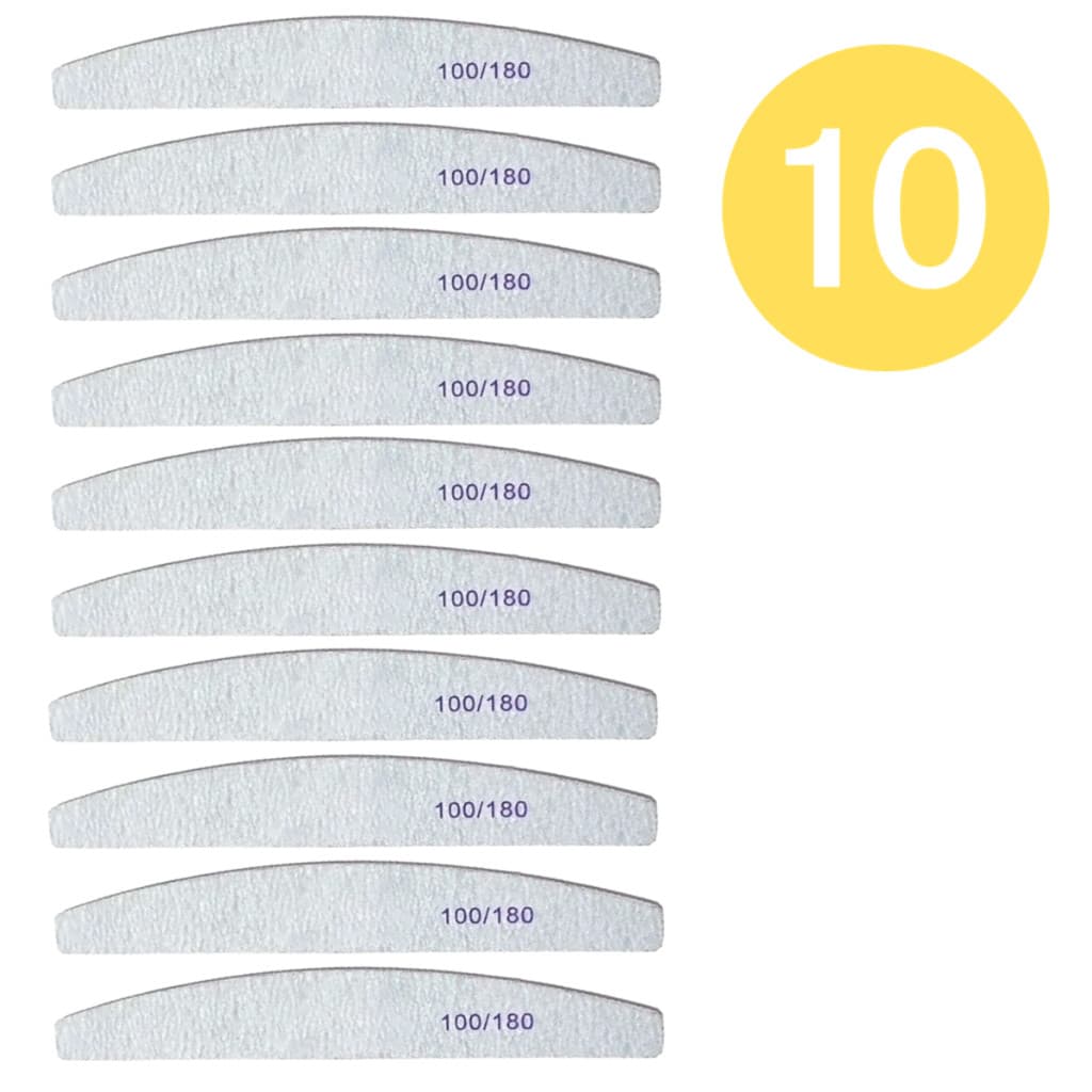 Kit com 10 Lixas Bumerangue para Unhas de Porcelana, Acrigel e Fibra