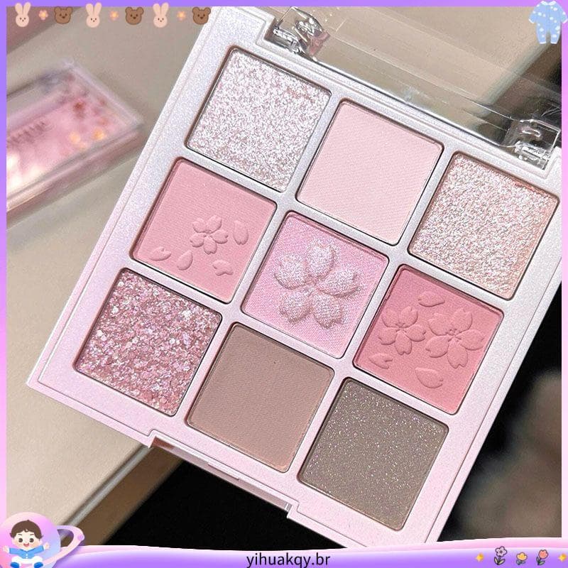 Tender Girl Limited Cherry Blossom Paleta de sombras de 9 cores Rosto leve Flor branca Atmosfera de água Maquiagem Baixa