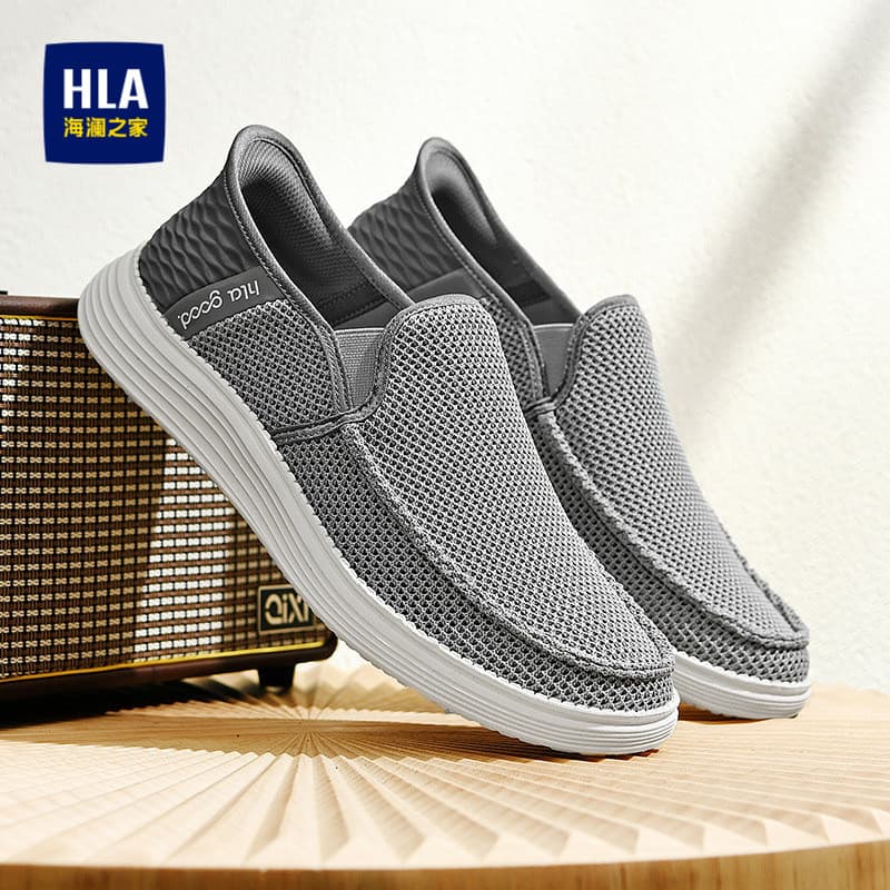 Hailan House Sapatos Masculinos 2026 Novo Estilo Sapatos Casuais Masculino Malha Respirável Voando Tecido Sola Grossa Sa