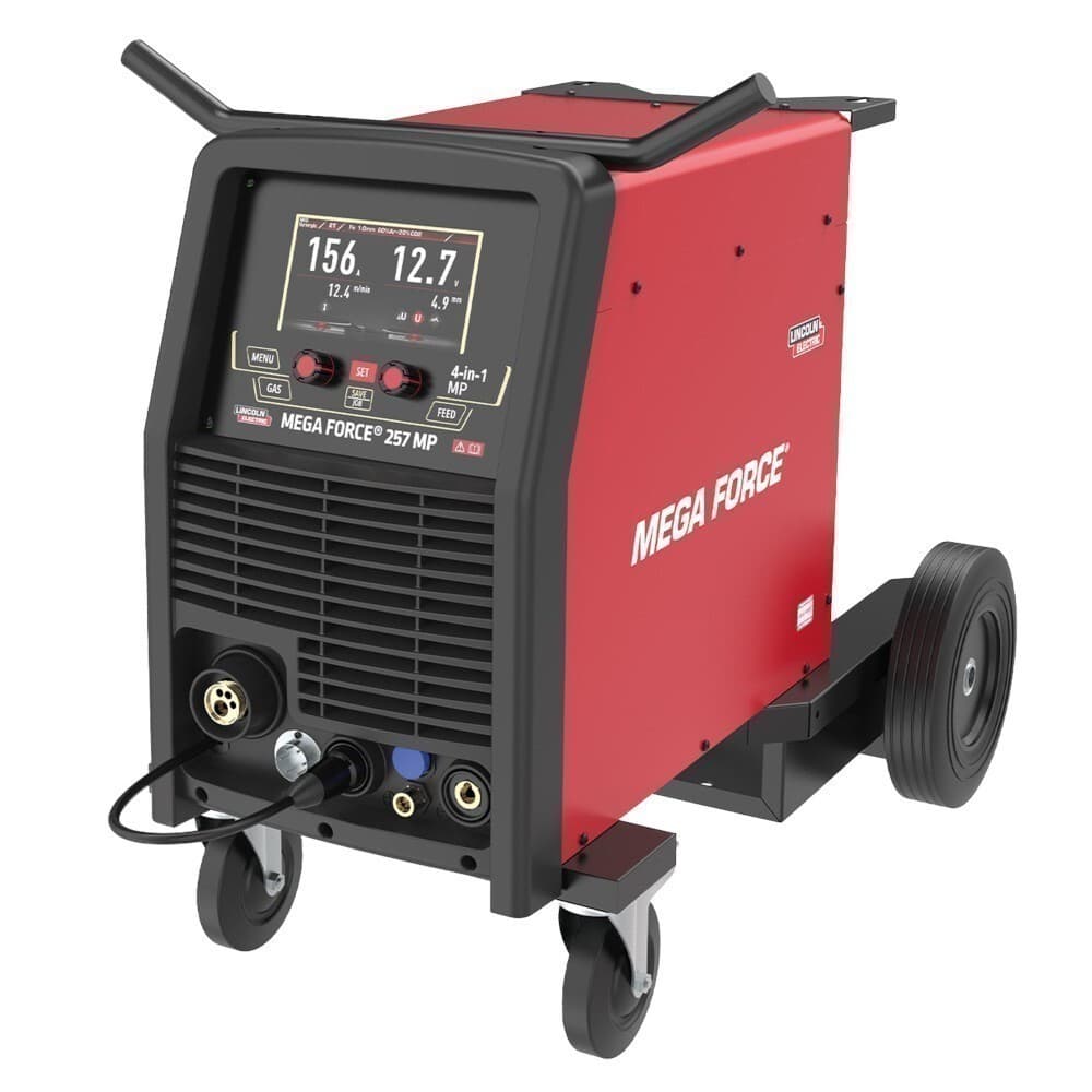 Inversora de solda Multiprocesso 250A para Eletrodo Mig Tig e Arame Tubular monofásica Mega Force 257MP - Lincoln