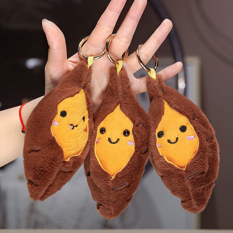 Bonito assado batata doce pingente de pelúcia chaveiro saco pendurado boneca saco de escola pingente presente torrado ba