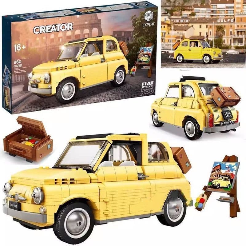 1.000 PCS Lego Blocos de Construção Série Variedade Fiat 500 Modelo de Carro Brinquedo Montado Infantil Presente para Me