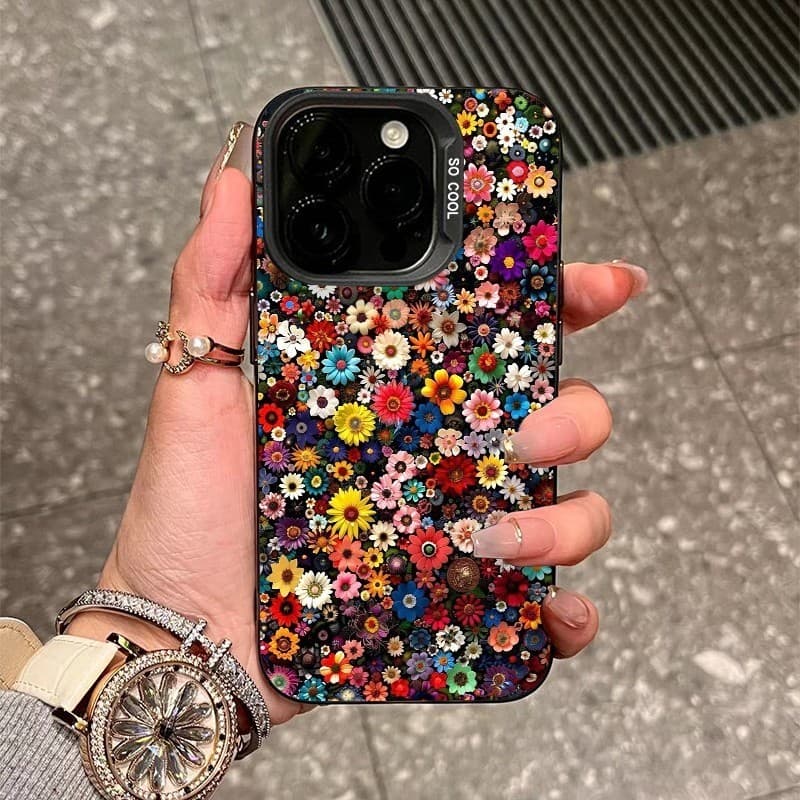 Flores Coloridas Capinha Capa Silicone Redmi Note 15 14 13 12 11 12C 13C A5 POCO X6 X5 X7 F6 Pro Fosca Anti-impacto
