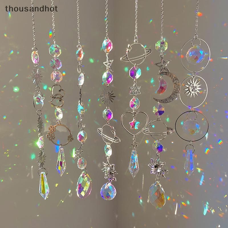 Pendurado Pingente De Cristal Jardim Suncatcher Sinos De Vento Arco-Íris Prisma Corrente Para Decoração De Janela