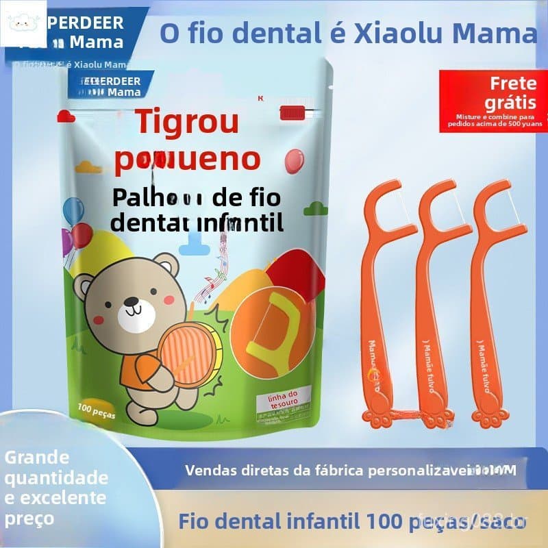 100 Fio Dental Infantil Placa Palito Oral