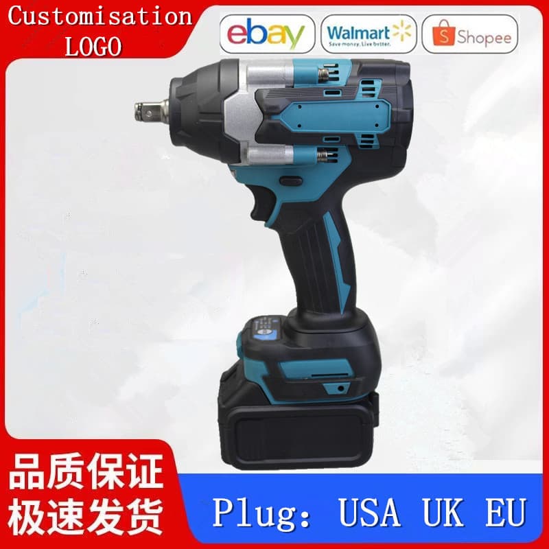 Chave elétrica de alto Torque azul 700N, bateria de lítio sem escova, impacto, chave elétrica, cabeça de Metal nua, canh