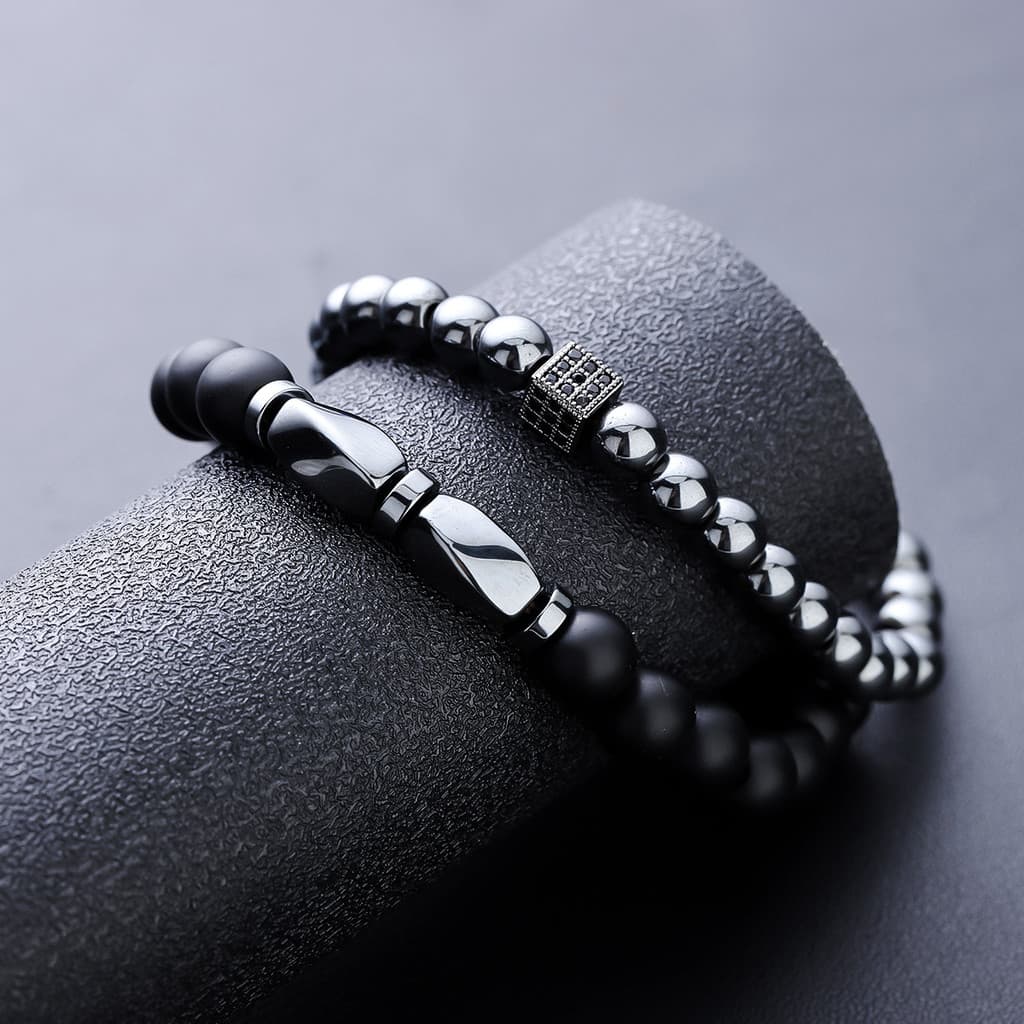 Pulseira de pedra biliar preta na moda masculina pulseira jóias único estilo escuro legal High-End All-Match feminino eu